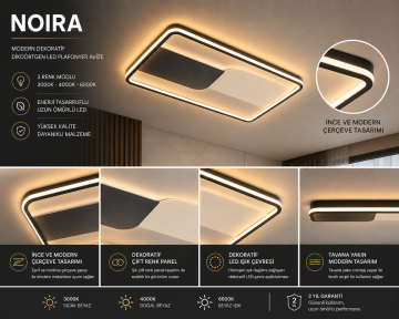 Noira Modern Dikdörtgen Plafonyer Led Avize Aydınlatma 3 Renk Modlu KOZ8063