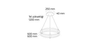 Goya 110 Watt Samsung Ledli Dekoratif Sarkıt Yuvarlak Gold Kasa Linear Aydınlatma 60CM GY 8214-6060