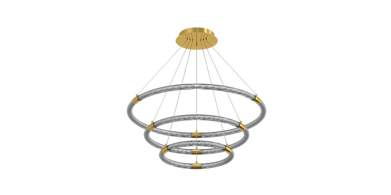 Goya 135 Watt Samsung Ledli Dekoratif Sarkıt Yuvarlak Gold Kasa Linear Aydınlatma 80CM GY 8214-406080