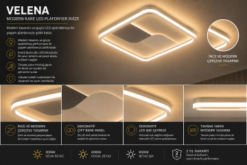 Velena Modern Kare Plafonyer Led Avize Aydınlatma 3 Renk Modlu KOZ8064