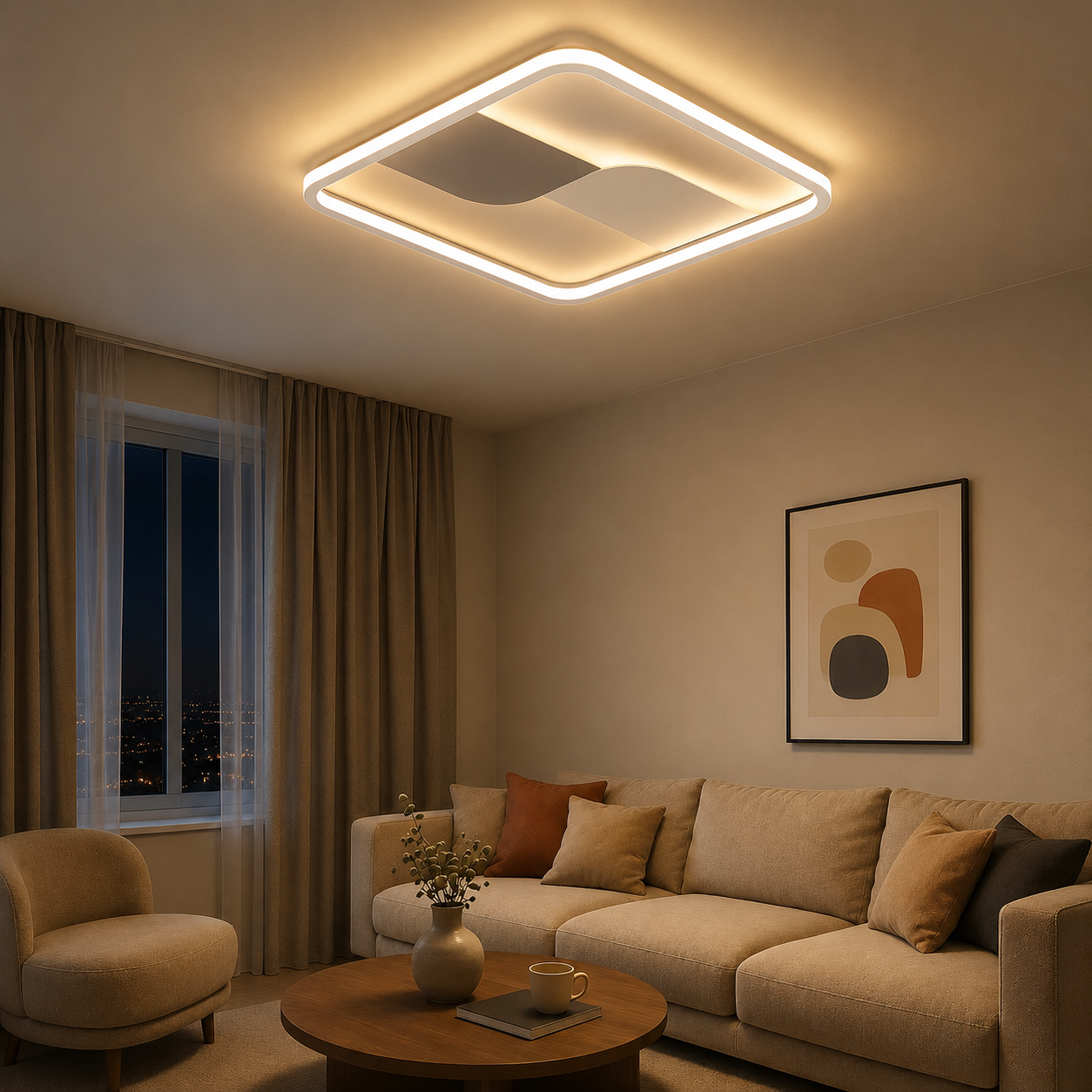 Velena Modern Kare Plafonyer Led Avize Aydınlatma 3 Renk Modlu KOZ8064