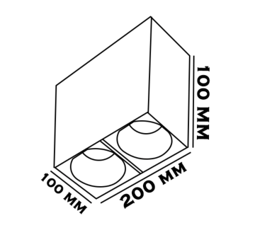 Sıva Üstü Kare Led Spot Armatür 10x20x10 Cm Siyah - Siyah