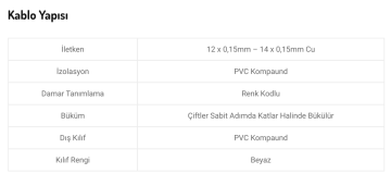 Tamtel DT-8 8x0.22 Bakır Diyafon Kablosu 100 Metre