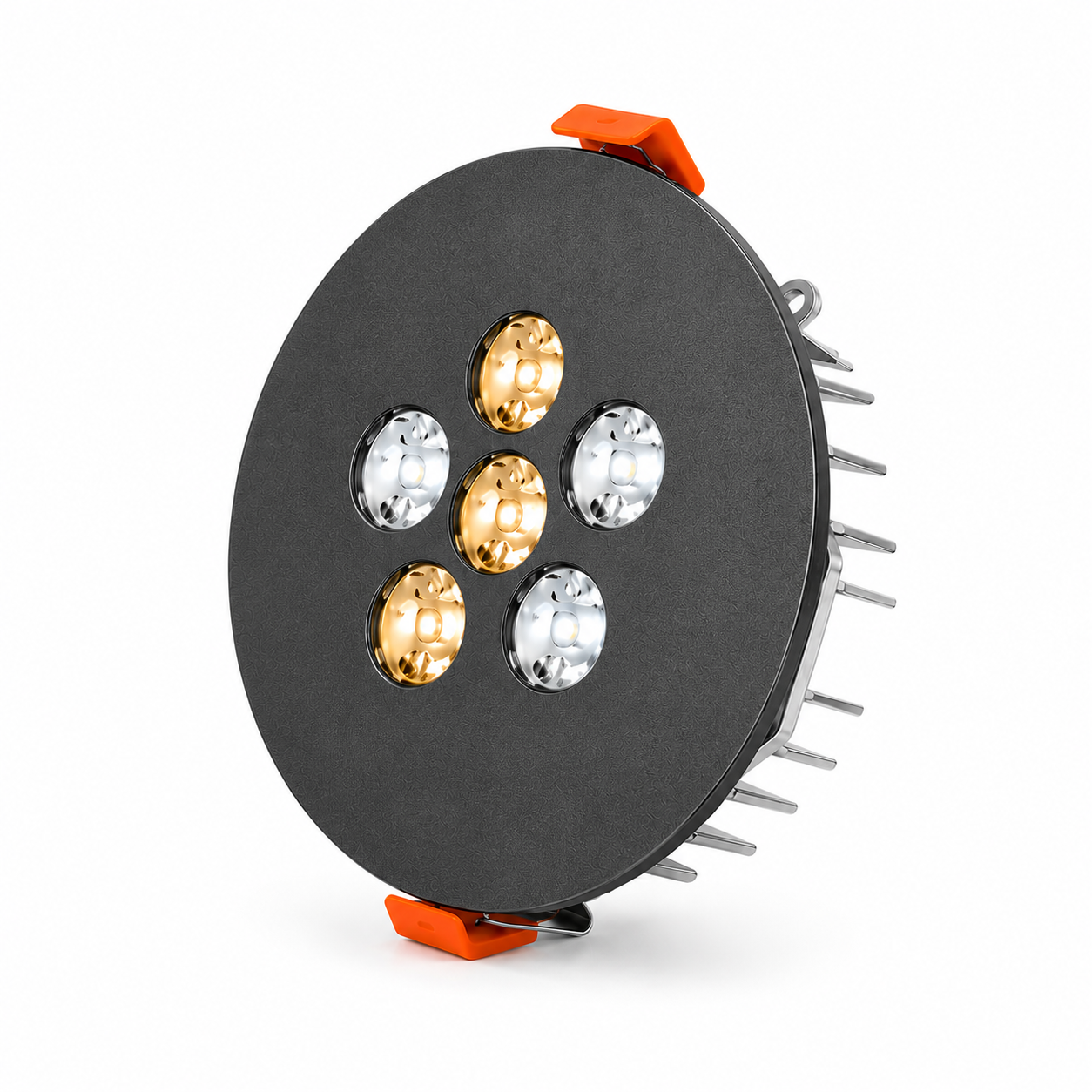 Yuvarlak Kuyumcu Led Spot Armatürü 10W 6 Lens Sıva Altı 3000K + 6000K Antrasit