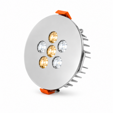 Yuvarlak Kuyumcu Led Spot Armatürü 10W 6 Lens Sıva Altı 3000K + 6000K Krom