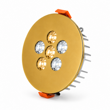 Yuvarlak Kuyumcu Led Spot Armatürü 10W 6 Lens Sıva Altı 3000K + 6000K Gold Kaplama
