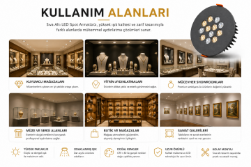 Yuvarlak Kuyumcu Led Spot Armatürü 22W 12 Lens Sıva Altı 3000K + 6000K