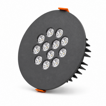 Yuvarlak Kuyumcu Led Spot Armatürü 22W 12 Lens Sıva Altı 3000K + 6000K Antrasit