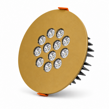 Yuvarlak Kuyumcu Led Spot Armatürü 22W 12 Lens Sıva Altı 3000K + 6000K Gold Fırın Boya