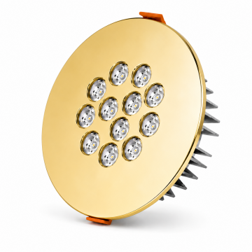 Yuvarlak Kuyumcu Led Spot Armatürü 22W 12 Lens Sıva Altı 3000K + 6000K Gold Kaplama