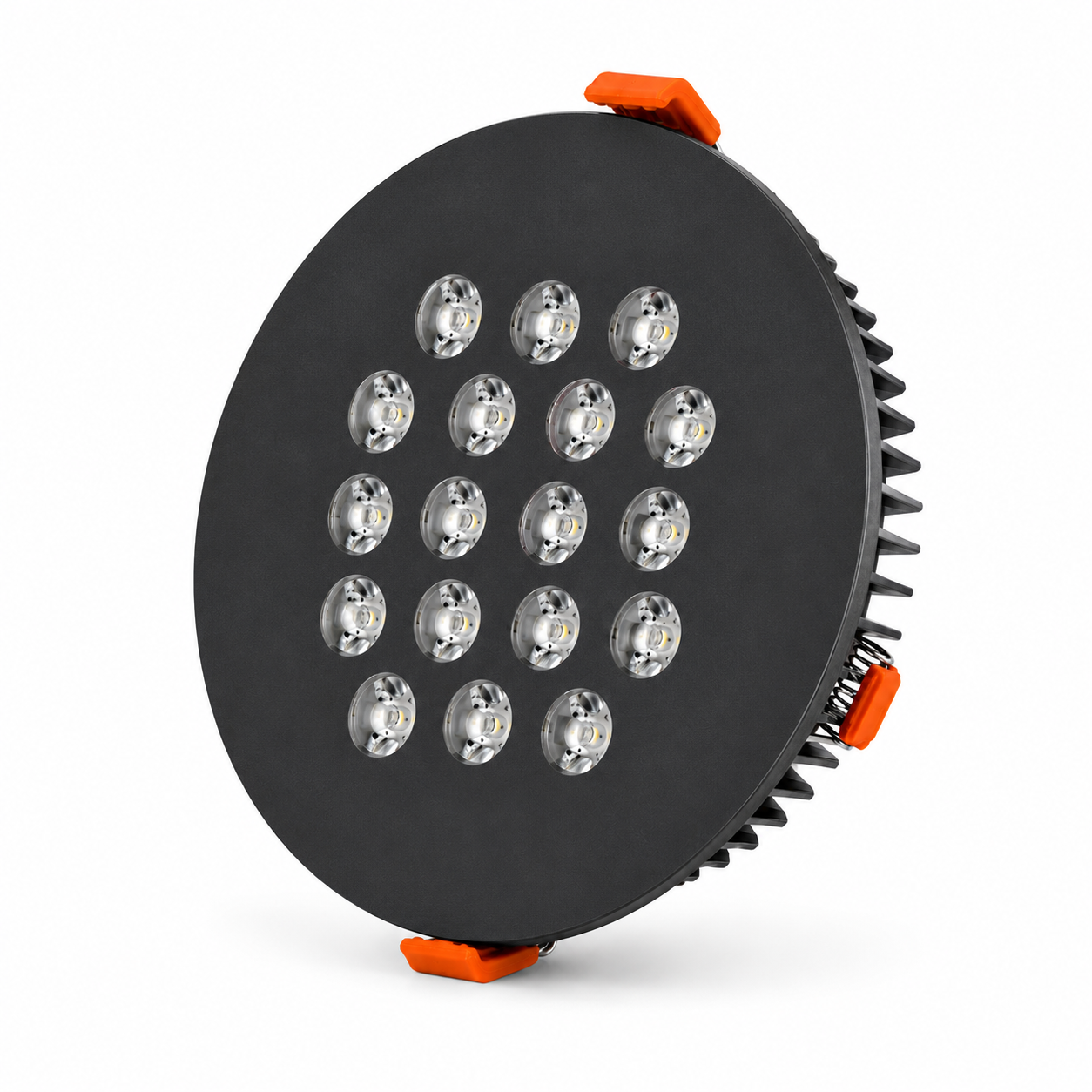 Yuvarlak Kuyumcu Led Spot Armatürü 32W 18 Lens Sıva Altı 3000K + 6000K Antrasit