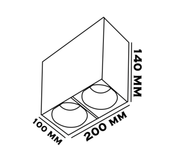 Sıva Üstü Kare Led Spot Armatür 10x20x14 Cm Siyah - Siyah