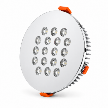 Yuvarlak Kuyumcu Led Spot Armatürü 32W 18 Lens Sıva Altı 3000K + 6000K Krom