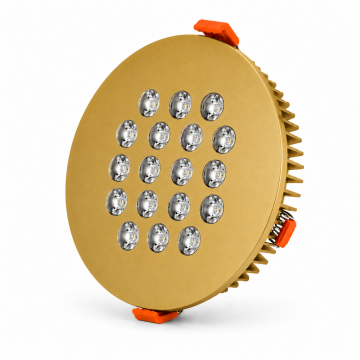 Yuvarlak Kuyumcu Led Spot Armatürü 32W 18 Lens Sıva Altı 3000K + 6000K Gold Fırın Boya