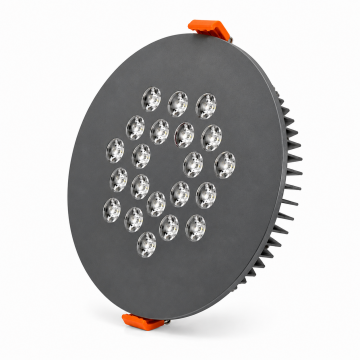 Yuvarlak Kuyumcu Led Spot Armatürü 44W 21 Lens Sıva Altı 3000K + 6000K Antrasit