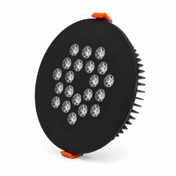 Yuvarlak Kuyumcu Led Spot Armatürü 44W 21 Lens Sıva Altı 3000K + 6000K Siyah