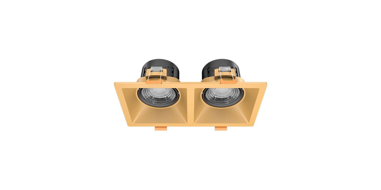 Goya 2x8 Watt İkili Kare Dimlenebilir Samsung Ledli Spot Armatür GY 1737-8 2700K (Sarı Işık) - Siyah - Gold - Dimli