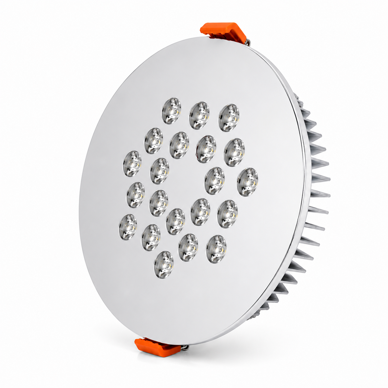Yuvarlak Kuyumcu Led Spot Armatürü 44W 21 Lens Sıva Altı 3000K + 6000K Krom