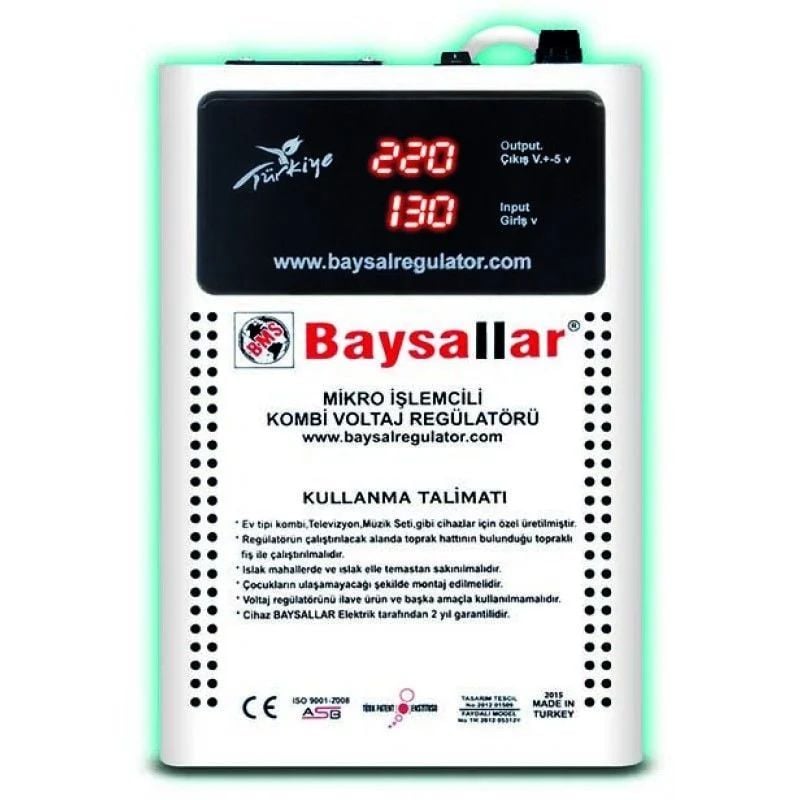 Baysallar Kombi Voltaj Regülatörü Alüminyum Sargılı Monofaze 3,5Kva 130/260V BKR3500