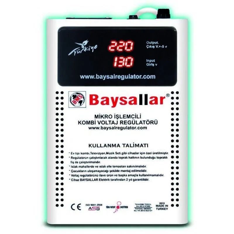 Baysallar Kombi Voltaj Regülatörü Alüminyum Sargılı Monofaze 4Kva 130/260V BKR4000