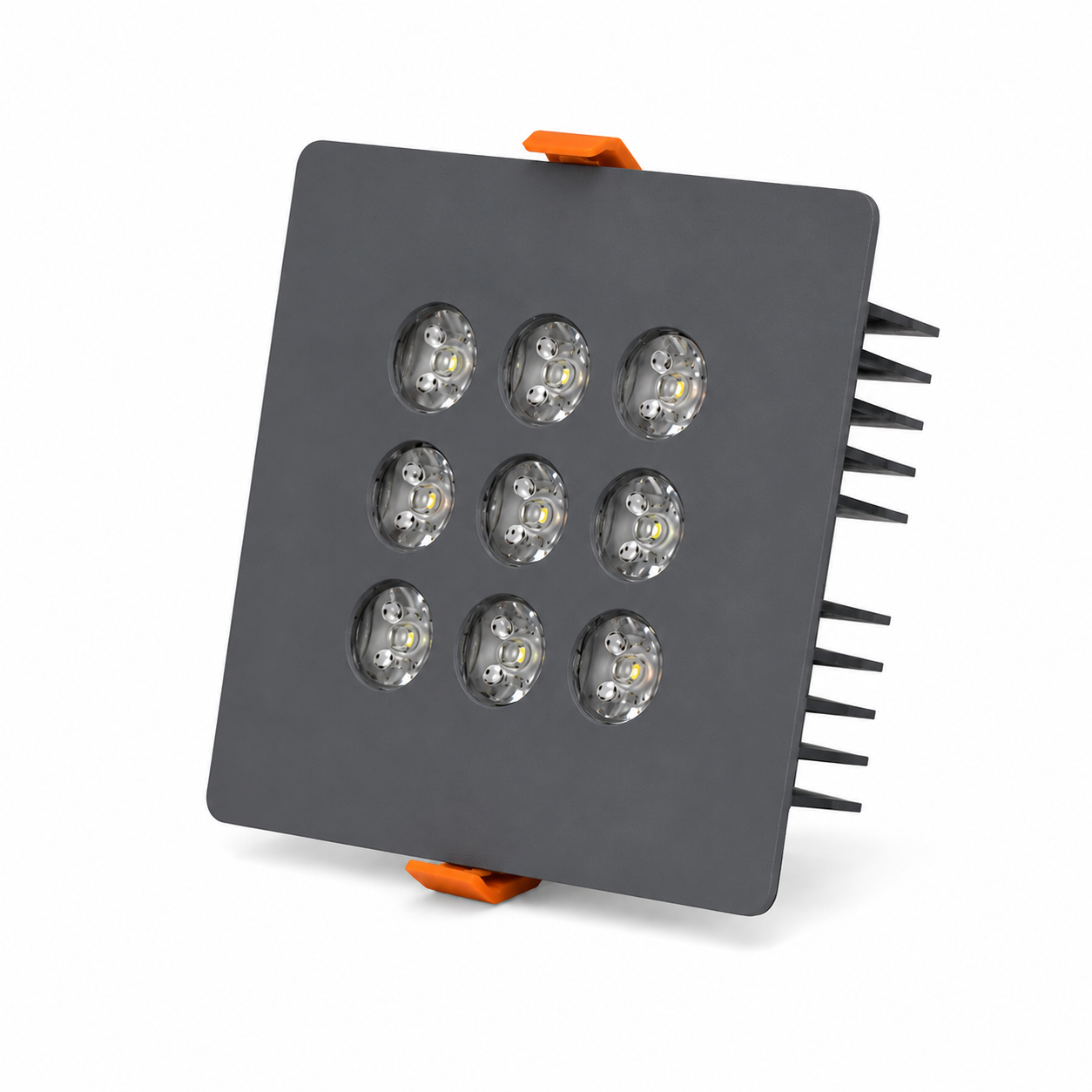 Kare Kuyumcu Led Spot Armatürü 18W 9 Lens Sıva Altı 3000K + 6000K Antrasit