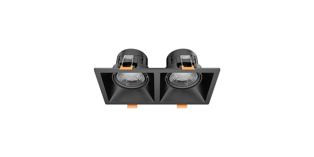 Goya 2x8 Watt İkili Kare Dimlenebilir Samsung Ledli Spot Armatür GY 1737-8 2700K (Sarı Işık) - Siyah - Siyah - Dimsiz