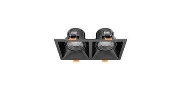 Goya 2x8 Watt İkili Kare Dimlenebilir Samsung Ledli Spot Armatür GY 1737-8 2700K (Sarı Işık) - Siyah - Siyah - Dimsiz