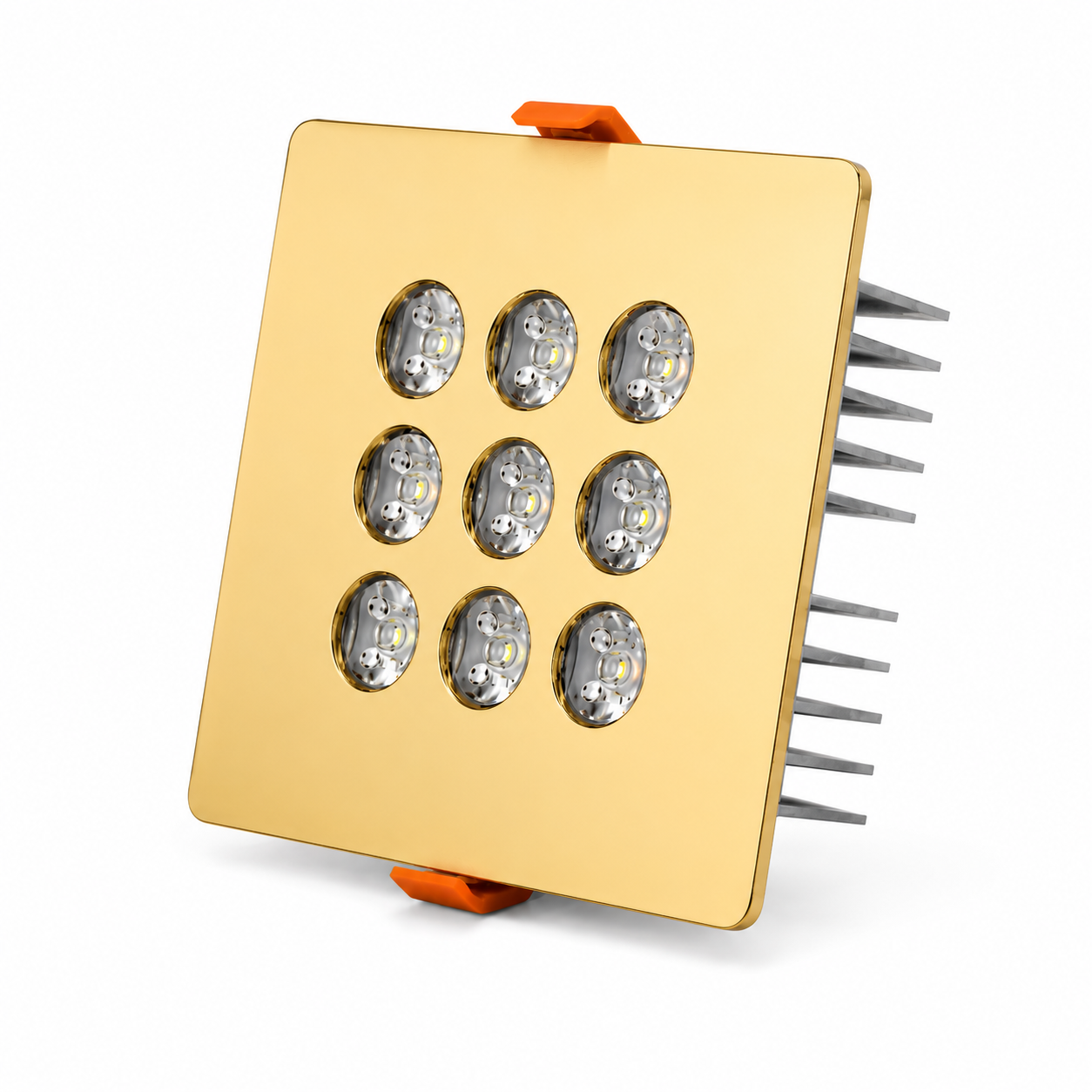 Kare Kuyumcu Led Spot Armatürü 18W 9 Lens Sıva Altı 3000K + 6000K Gold Kaplama
