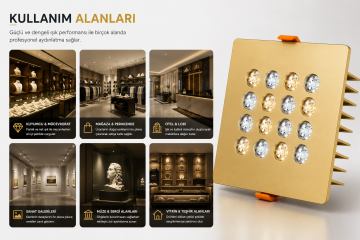 Kare Kuyumcu Led Spot Armatürü 30W 16 Lens Sıva Altı 3000K + 6000K