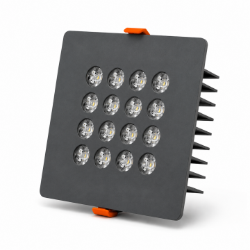 Kare Kuyumcu Led Spot Armatürü 30W 16 Lens Sıva Altı 3000K + 6000K Antrasit