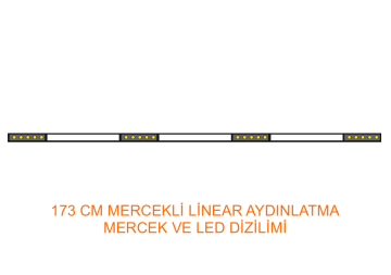 Mercekli Led Linear Aydınlatma 173Cm Samsung Led Sıva Üstü Lineer Armatür 3x4 Cm Kasa 6500K (Beyaz Işık) - Antrasit - Askısız