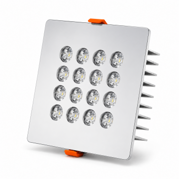 Kare Kuyumcu Led Spot Armatürü 30W 16 Lens Sıva Altı 3000K + 6000K Krom
