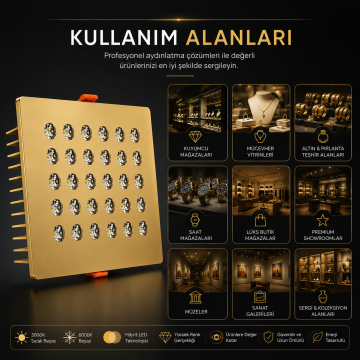 Kare Kuyumcu Led Spot Armatürü 54W 30 Lens Sıva Altı 3000K + 6000K