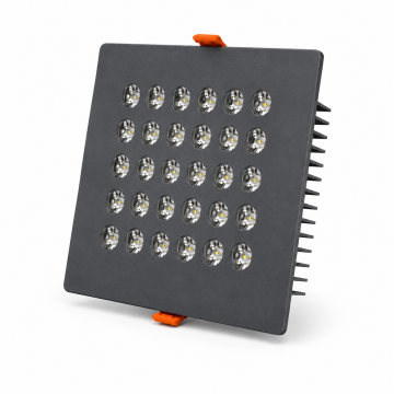 Kare Kuyumcu Led Spot Armatürü 54W 30 Lens Sıva Altı 3000K + 6000K Antrasit