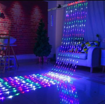 Animasyonlu Akar Perde ve Zemin Yılbaşı Süsü 2x3 Metre 480 Ledli Akar Perde ve Zemin Yılbaşı Ağacı Süsü SNC-634