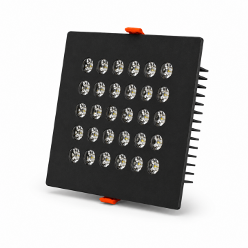 Kare Kuyumcu Led Spot Armatürü 54W 30 Lens Sıva Altı 3000K + 6000K Siyah
