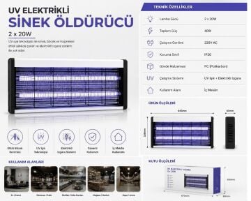 hLite Elektrikli Sinek Öldürücü 2x20W UV Işık HLT 404220