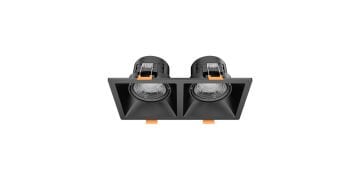 Goya 2x8 Watt İkili Kare Dimlenebilir Samsung Ledli Spot Armatür GY 1737-8 3000  K (Gün Işığı) - Siyah - Siyah - Dimsiz