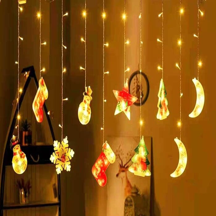Animasyonlu Noel Karışık Set Led Yılbaşı Perde Süsü 60-90 Cm 3 Metre Noel Karışık Yılbaşı Süsü SNC-708