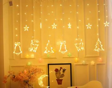 Animasyonlu Noel Karışık ve Yıldız Set Led Yılbaşı Perde Süsü 60-90 Cm 3 Metre Noel Karışık ve Yıldız Yılbaşı Süsü SNC-709