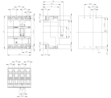Siemens 35-50a 4 Kutuplu Termik Ayarlı Kompakt Güç Şalteri 3VA1150-4EE46-0AA0