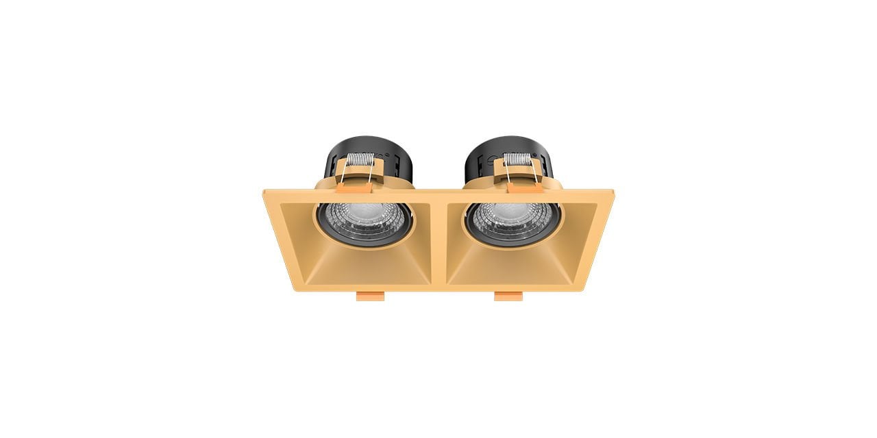 Goya 2x8 Watt İkili Kare Dimlenebilir Samsung Ledli Spot Armatür GY 1737-8 4000K (Natural Işık) - Siyah - Gold - Dimli