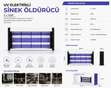 hLite Elektrikli Sinek Öldürücü 2x10W UV Işık HLT 404210