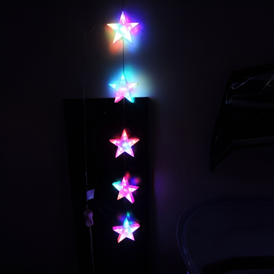 Sarkıt Animasyonlu Renkli Yıldız Led Yılbaşı Ağaç Süsü 1 Metre Noel Yıldız Animasyonlu Yılbaşı Süsü SNC-713