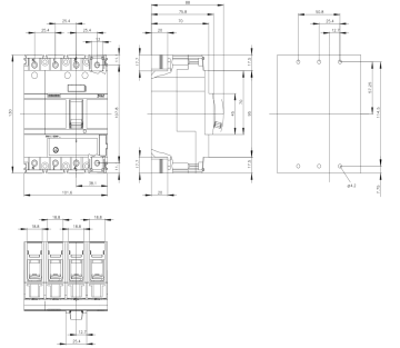 Siemens 70-100a 4 Kutuplu Termik Ayarlı Kompakt Güç Şalteri 3VA1110-5EE46-0AA0