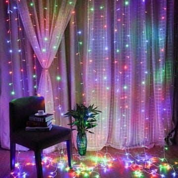 Animasyonlu Led Perde Yılbaşı Süsü Rgb 3x3 Metre 240 Ledli Perde Yılbaşı Ağacı Süsü Fiş Tipi SNC-718