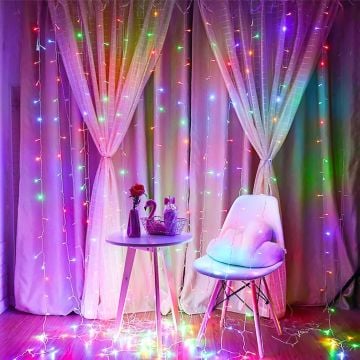 Animasyonlu Led Perde Yılbaşı Süsü Rgb 3x3 Metre 240 Ledli Perde Yılbaşı Ağacı Süsü Fiş Tipi SNC-718