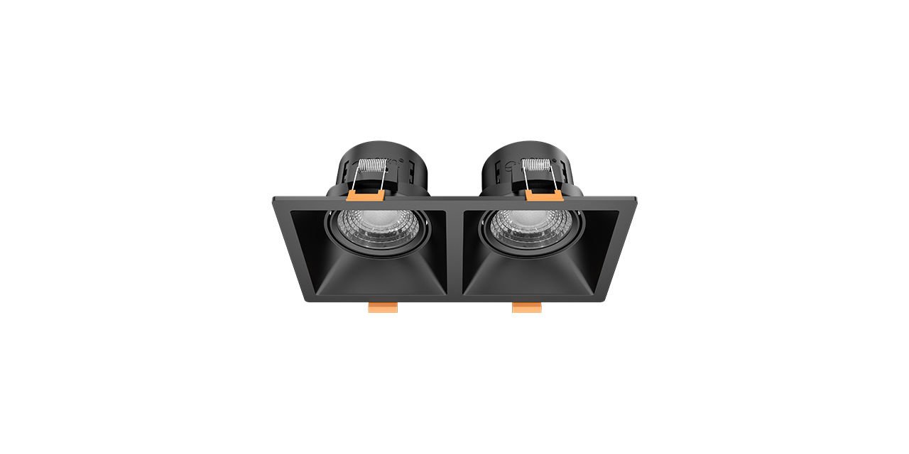 Goya 2x8 Watt İkili Kare Dimlenebilir Samsung Ledli Spot Armatür GY 1737-8 6500K (Beyaz Işık) - Siyah - Siyah - Dimli
