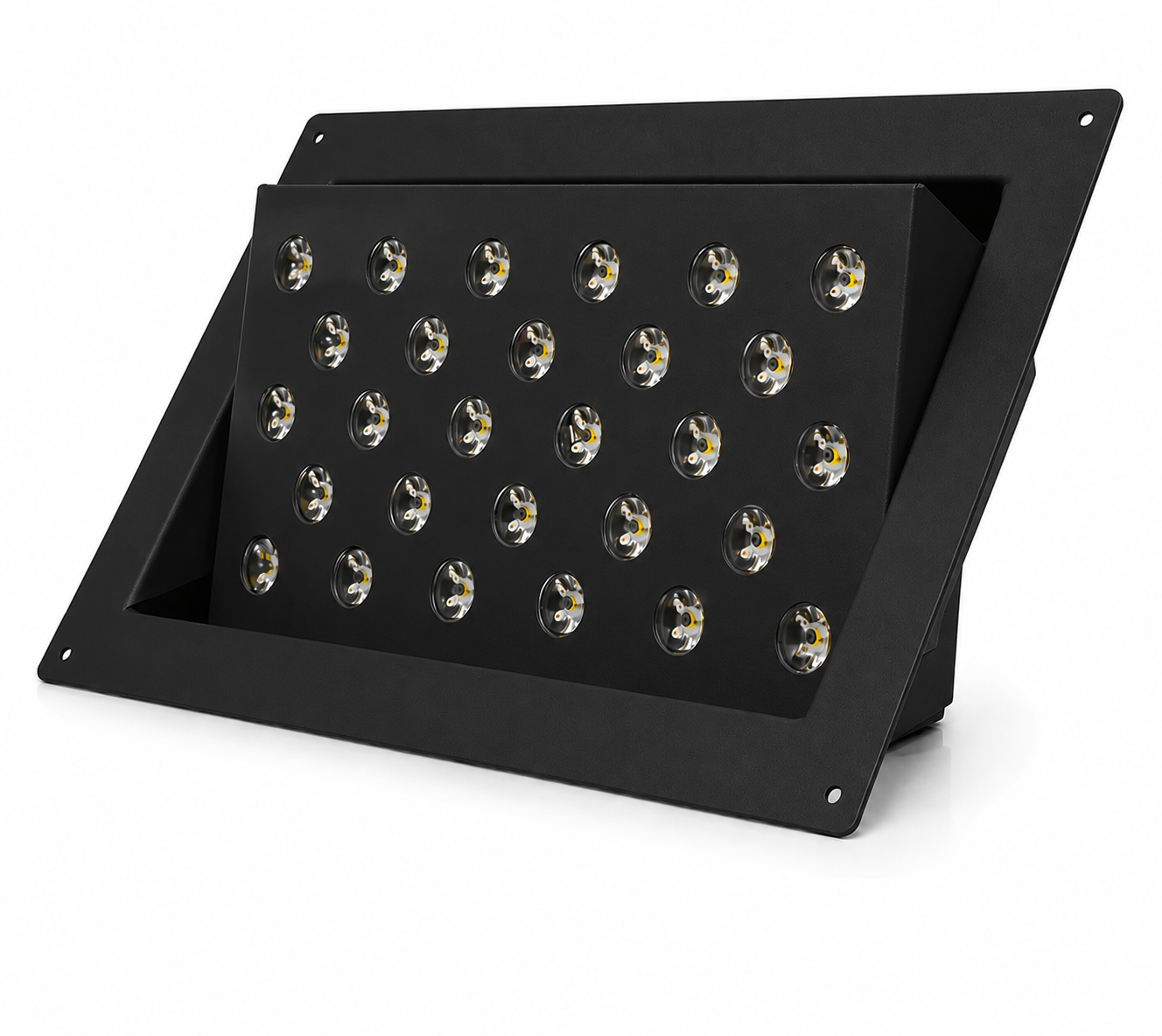 Dikdörtgen Oynar Başlıklı Kuyumcu Led Spot 50W 28 Lens Sıva Altı 3000K + 6000K Siyah