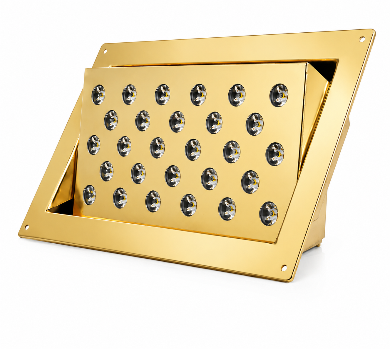 Dikdörtgen Oynar Başlıklı Kuyumcu Led Spot 50W 28 Lens Sıva Altı 3000K + 6000K Gold Kaplama